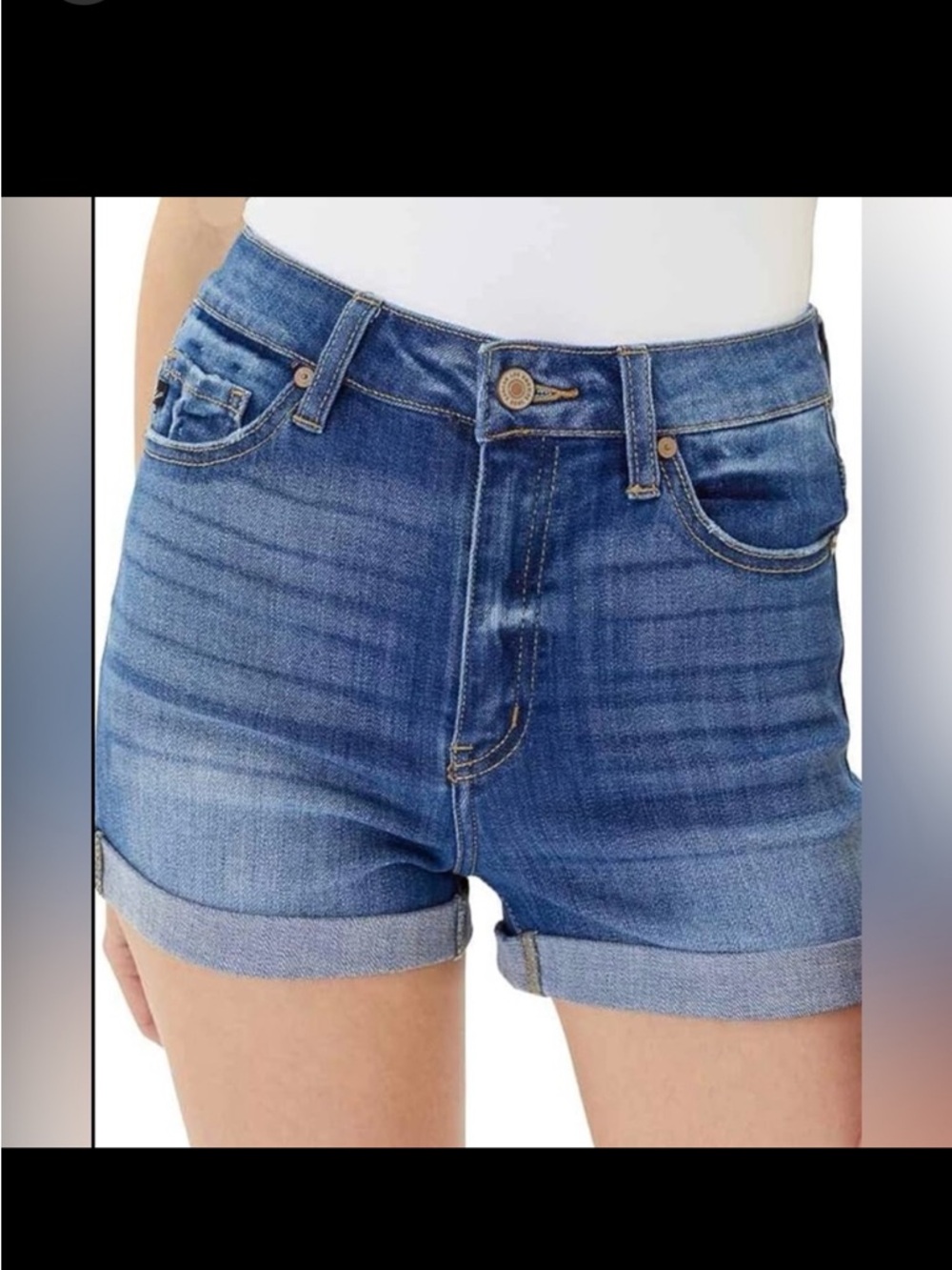NEW Rancan Denim Blue Women's Cuffed Shorts